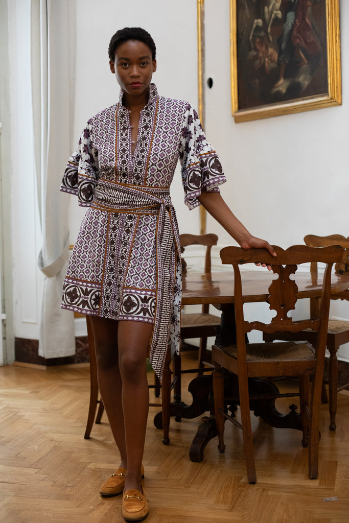 Palladio Kaftan Short | Plum/Espresso Fiore