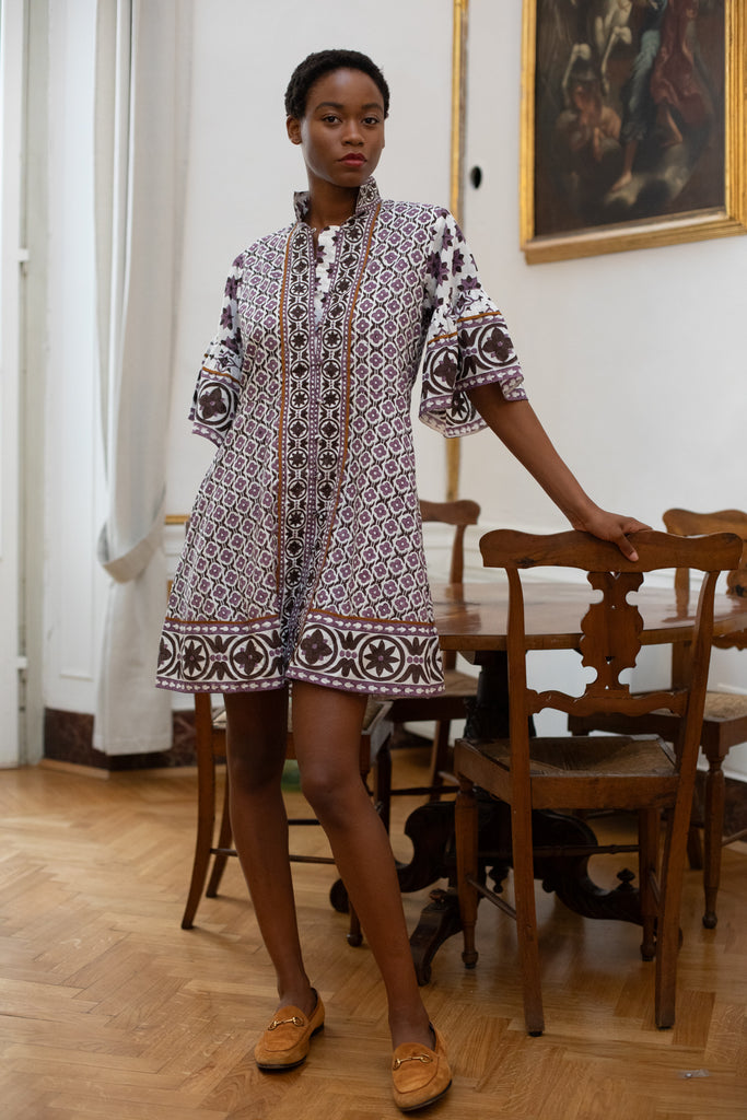 Palladio Kaftan Short | Plum/Espresso Fiore