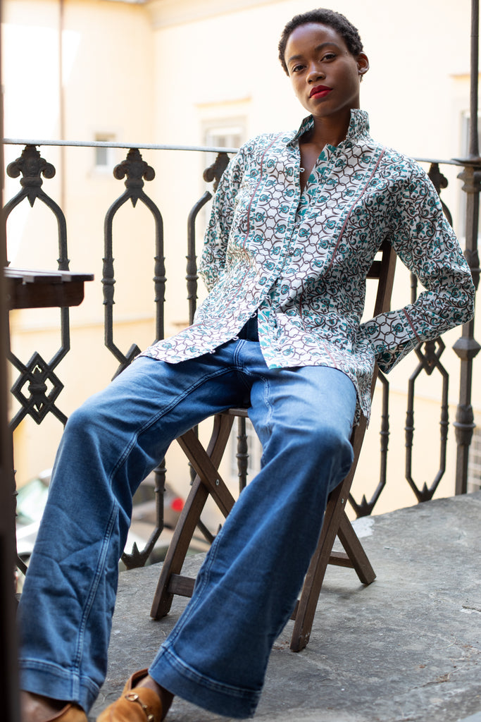 Marrakech Tunic | Verdigris/Espresso Iris