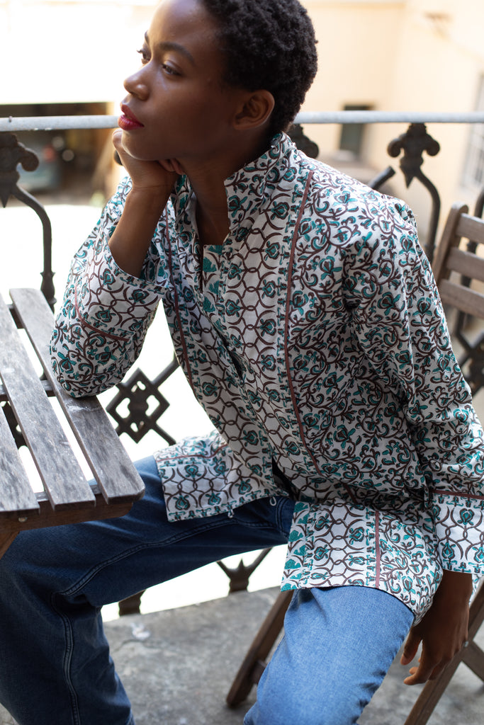 Marrakech Tunic | Verdigris/Espresso Iris