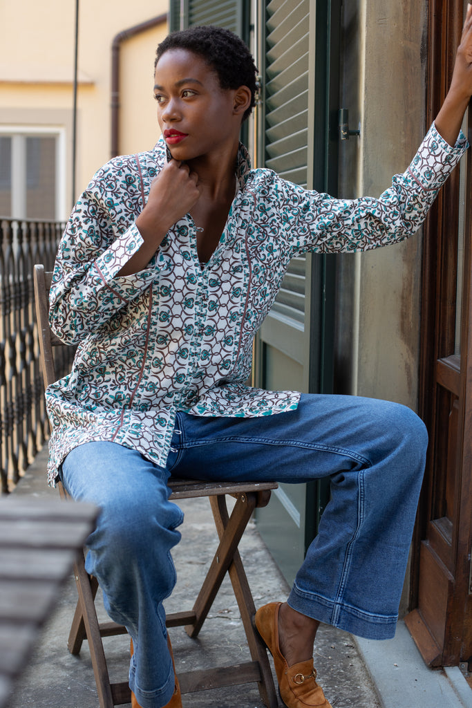 Marrakech Tunic | Verdigris/Espresso Iris