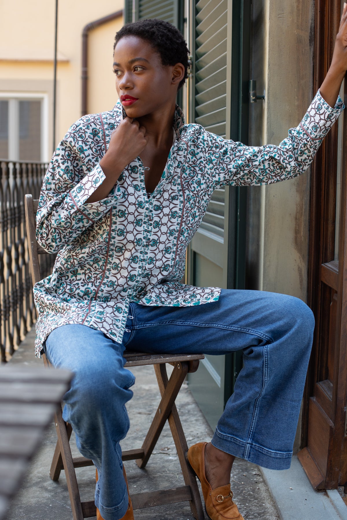 Marrakech Tunic | Verdigris/Espresso Iris – SUE SARTOR