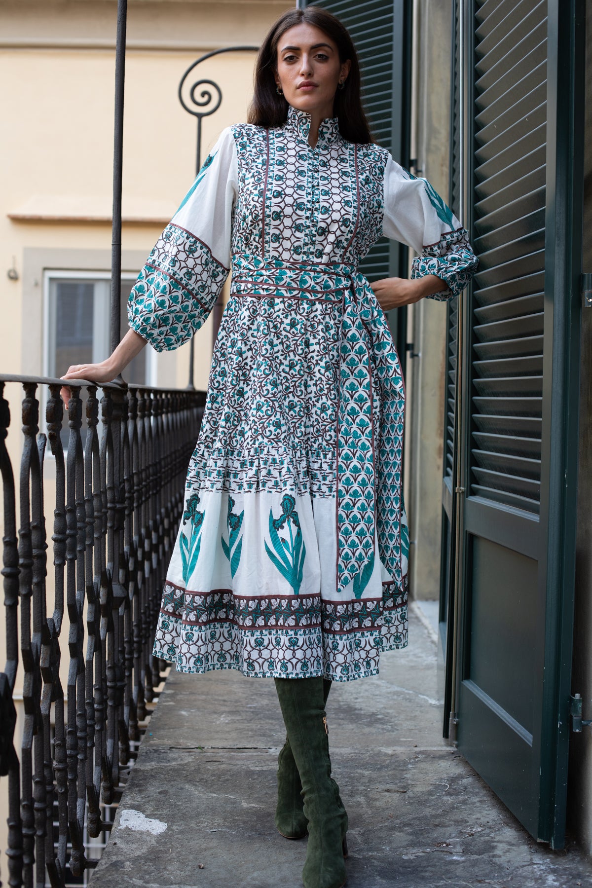SUE SARTOR Flounce | Verdigris/Espresso Iris