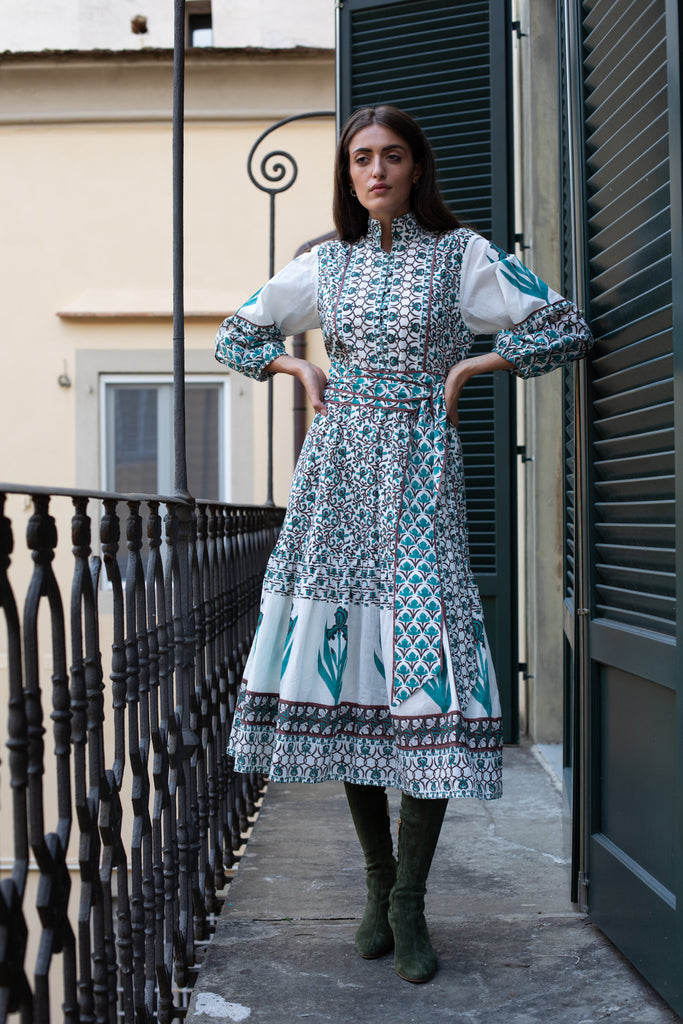 SUE SARTOR Flounce | Verdigris/Espresso Iris