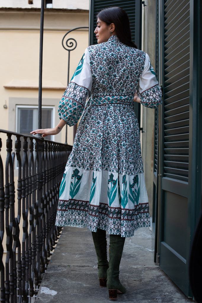 SUE SARTOR Flounce | Verdigris/Espresso Iris