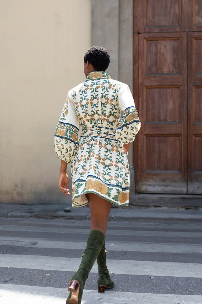 SUE SARTOR Flounce Shorty | Honey/Olive Mum