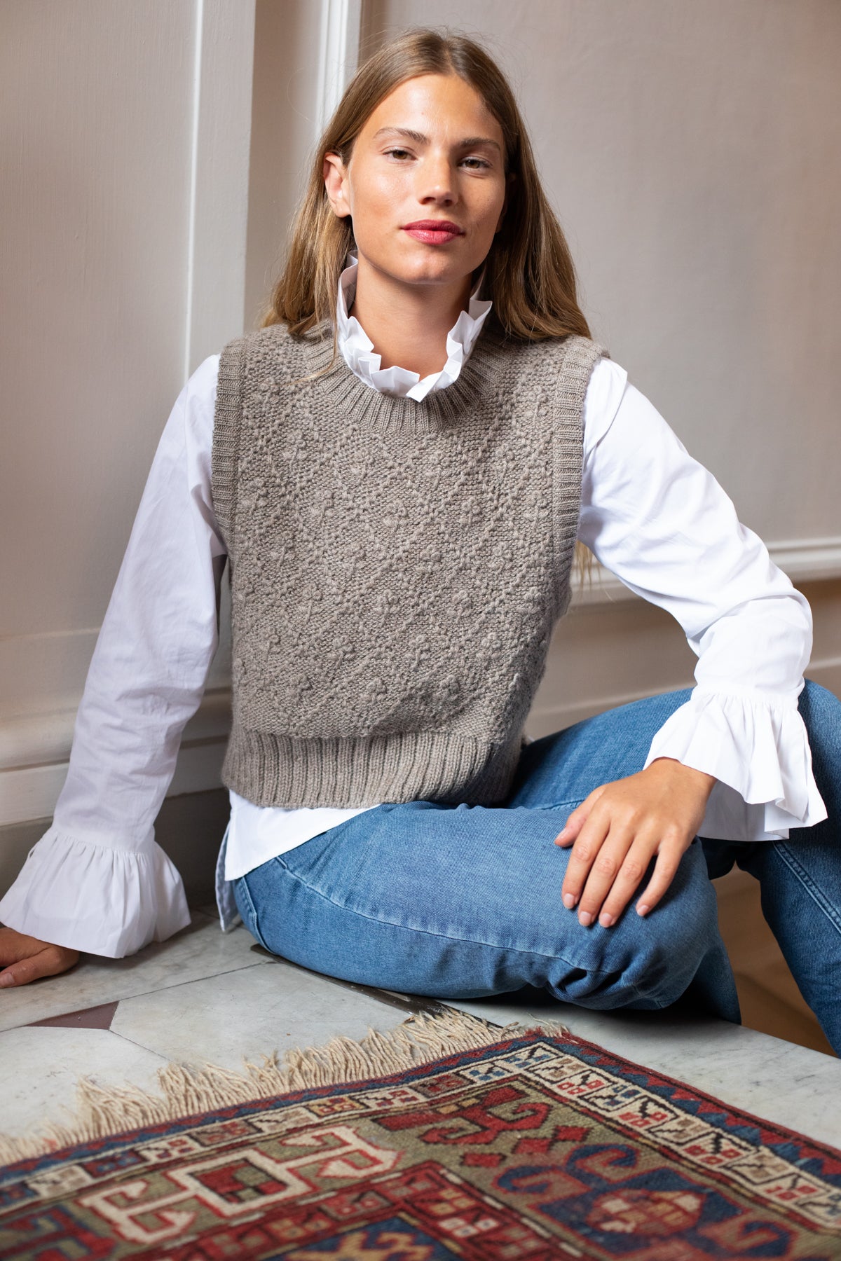 Boxy Vest | Mocha Trellis