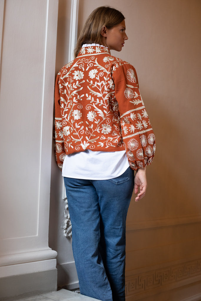 Suzani Blouson Jacket | Terracotta