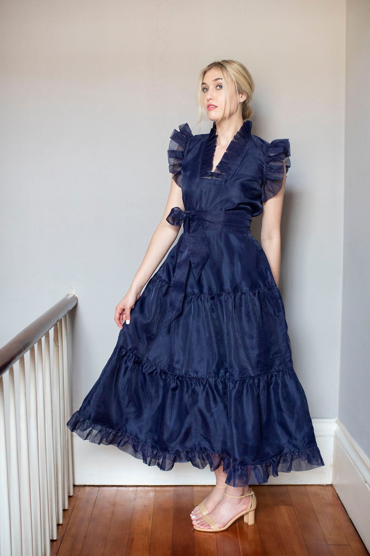 Firenze Dress | Navy Silk Organza