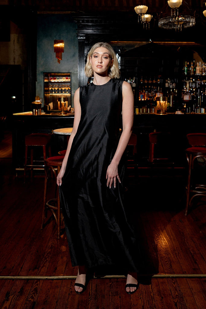 Tibi Dress | Black Silk Taffeta