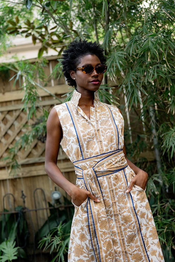 Sleeveless Marrakech Kaftan | Chino/Navy Vintage Lily