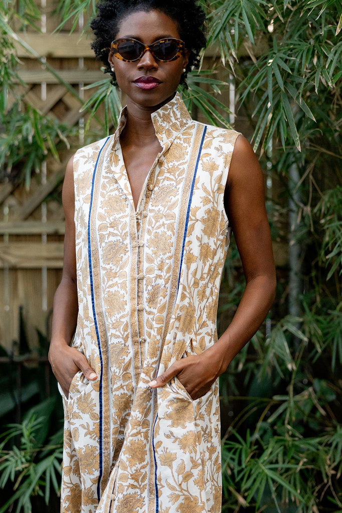 Sleeveless Marrakech Kaftan | Chino/Navy Vintage Lily