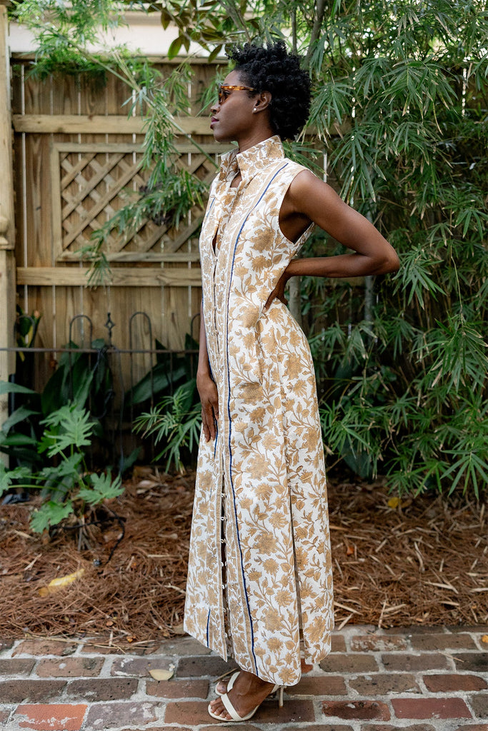 Sleeveless Marrakech Kaftan | Chino/Navy Vintage Lily