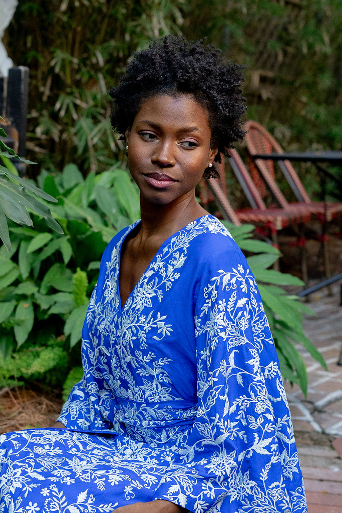 SS Kaftan | Cobalt Blue/Sky Blue Silk