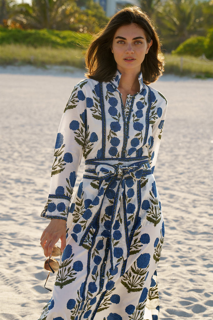 Meg Braff x SUE SARTOR Flounce | Aqua/Chartreuse Limogerie