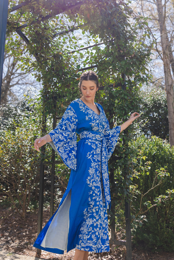 SS Kaftan | Cobalt Blue/Sky Blue Silk SUE SARTOR SS Kaftan | Cobalt Blue/Sky Blue Silk SUE SARTOR