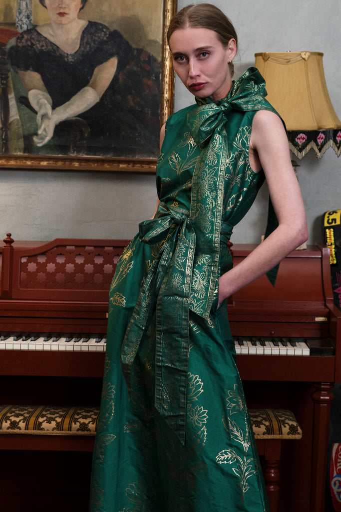 emerald green taffeta dress Emerald Midi Dress - Taffeta Midi Dress - Puff Sleeve Midi Dress