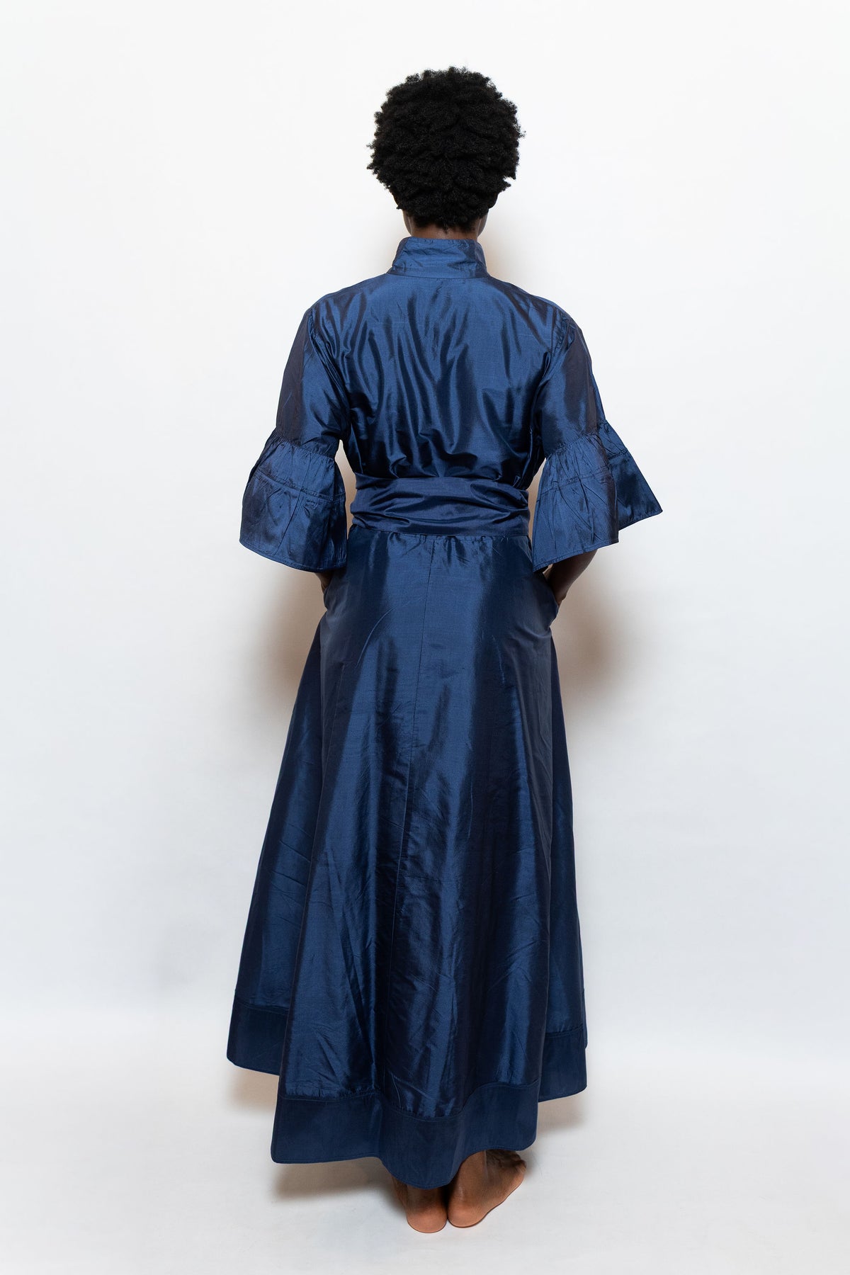 Leela Hostess Kaftan | Navy Silk Taffeta