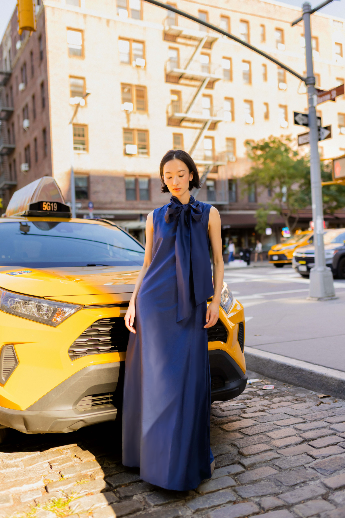 Tibi Dress | Navy Silk Taffeta