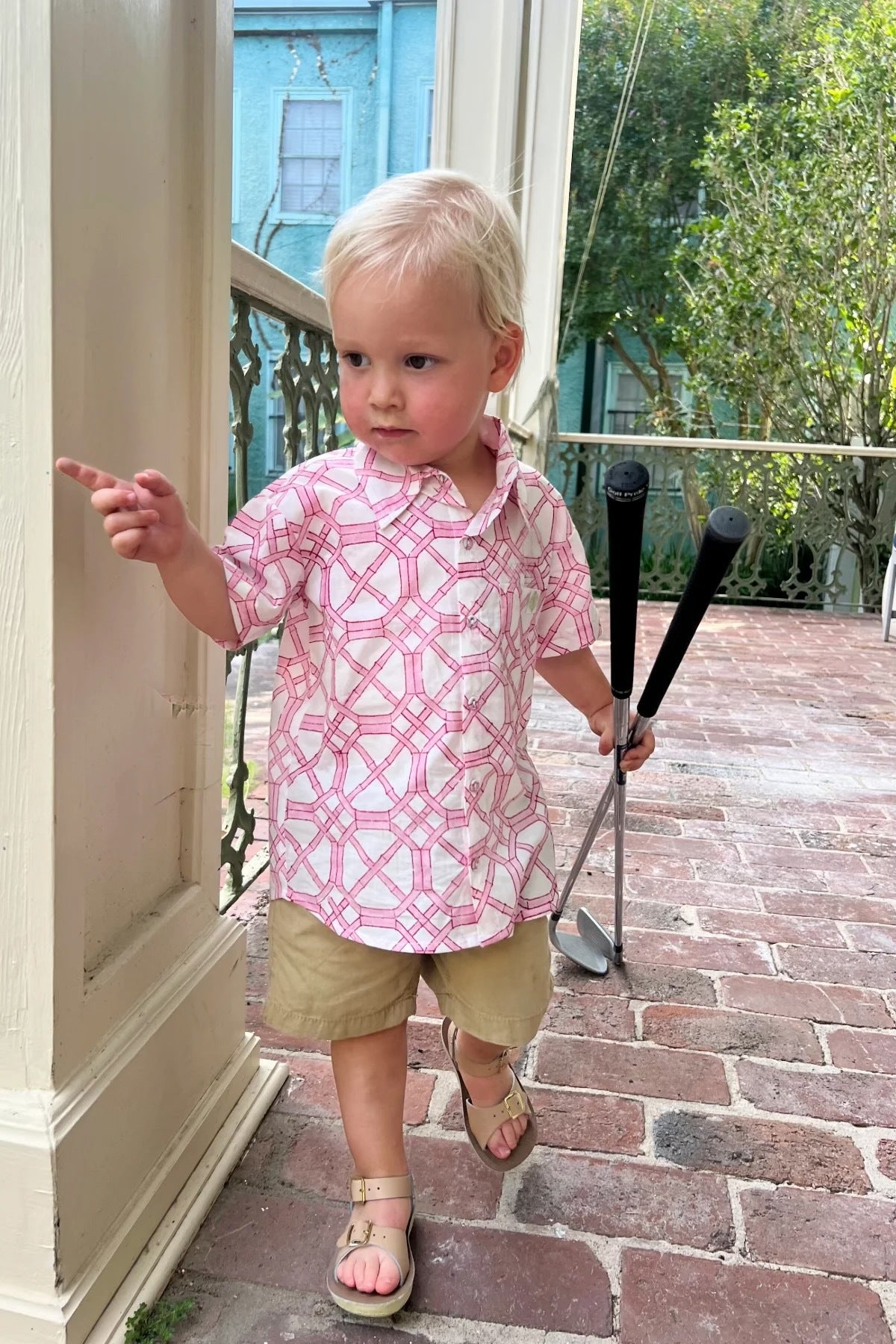 Little Boy's Cabana Shirt | Hibiscus Bamboo © 2023
