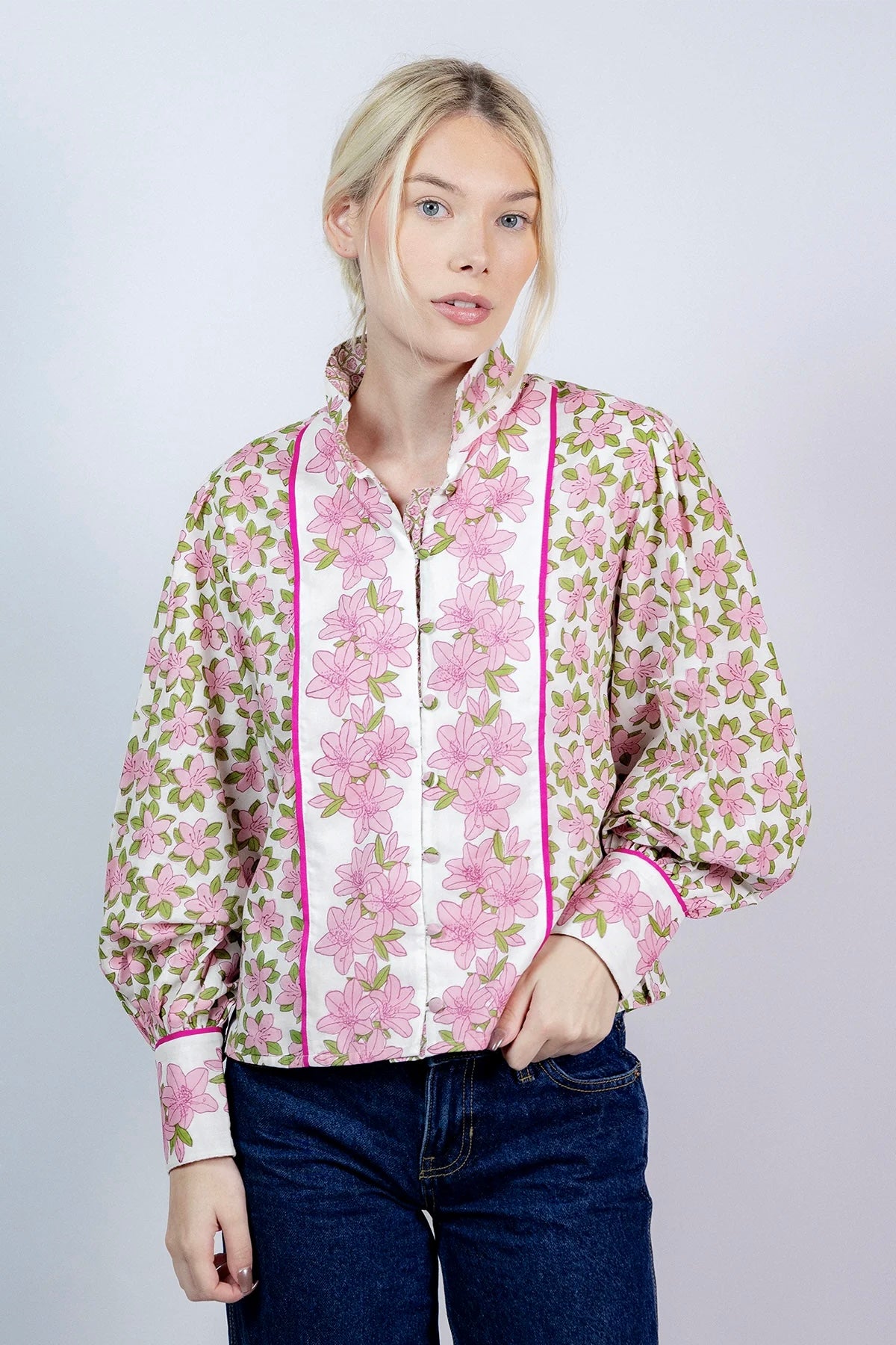 Boxy Balloon Sleeve Top | Pink Azalea