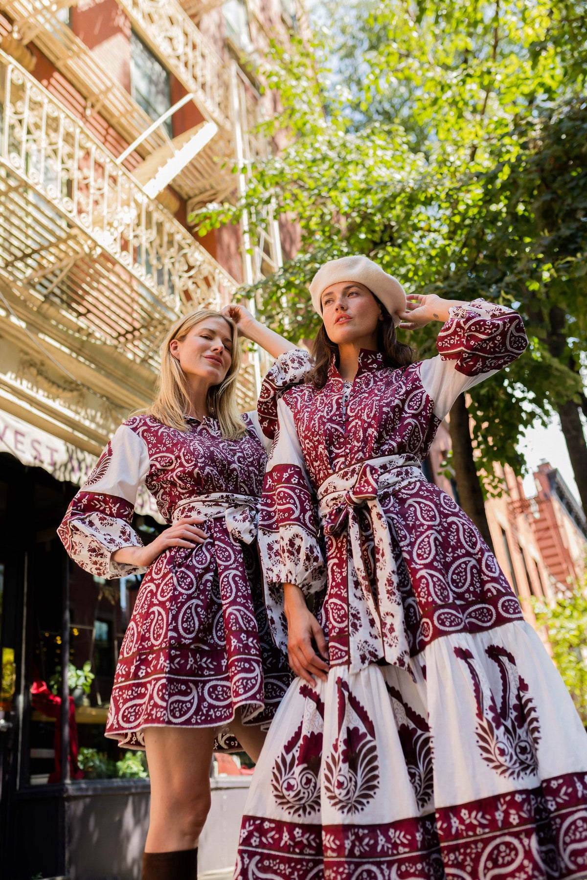 SUE SARTOR Flounce | Burgundy/Chocolate Paisley