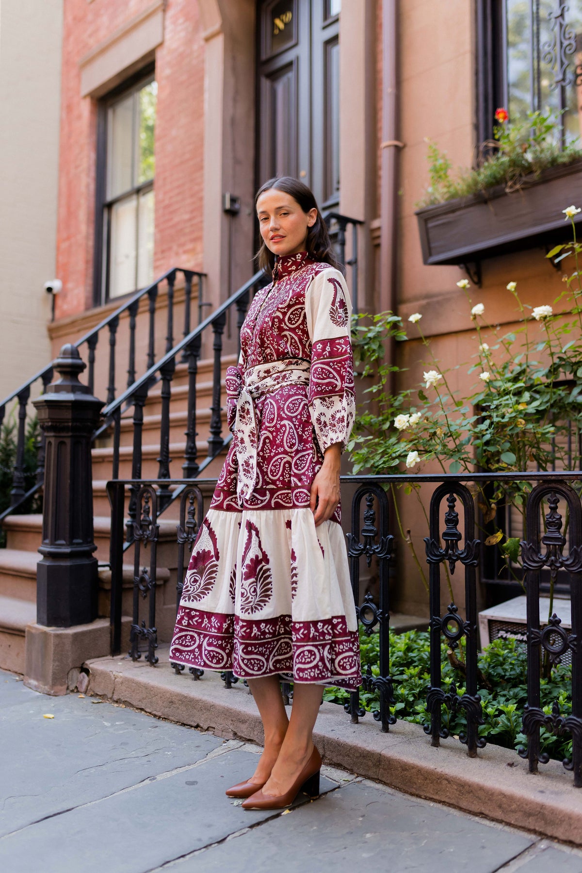 SUE SARTOR Flounce | Burgundy/Chocolate Paisley