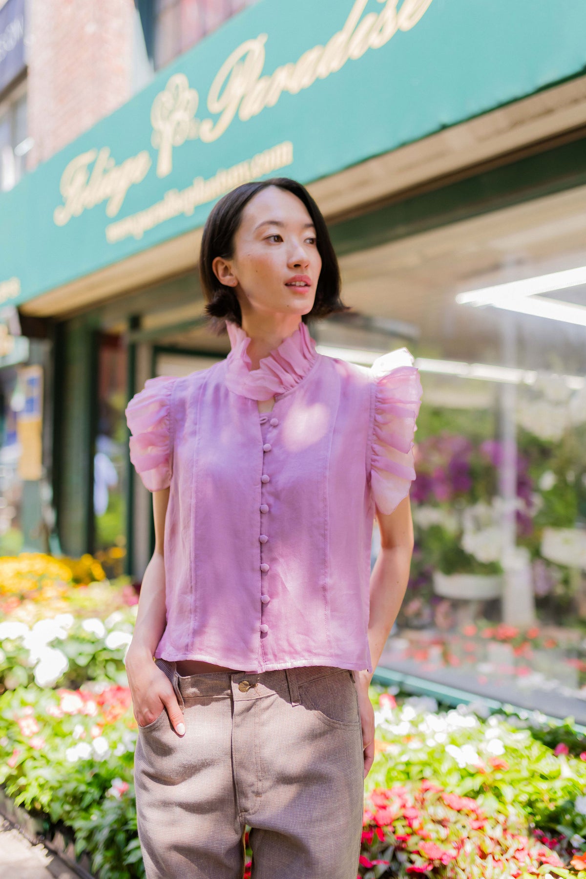 Fairfield Top | Foxglove Silk Organza