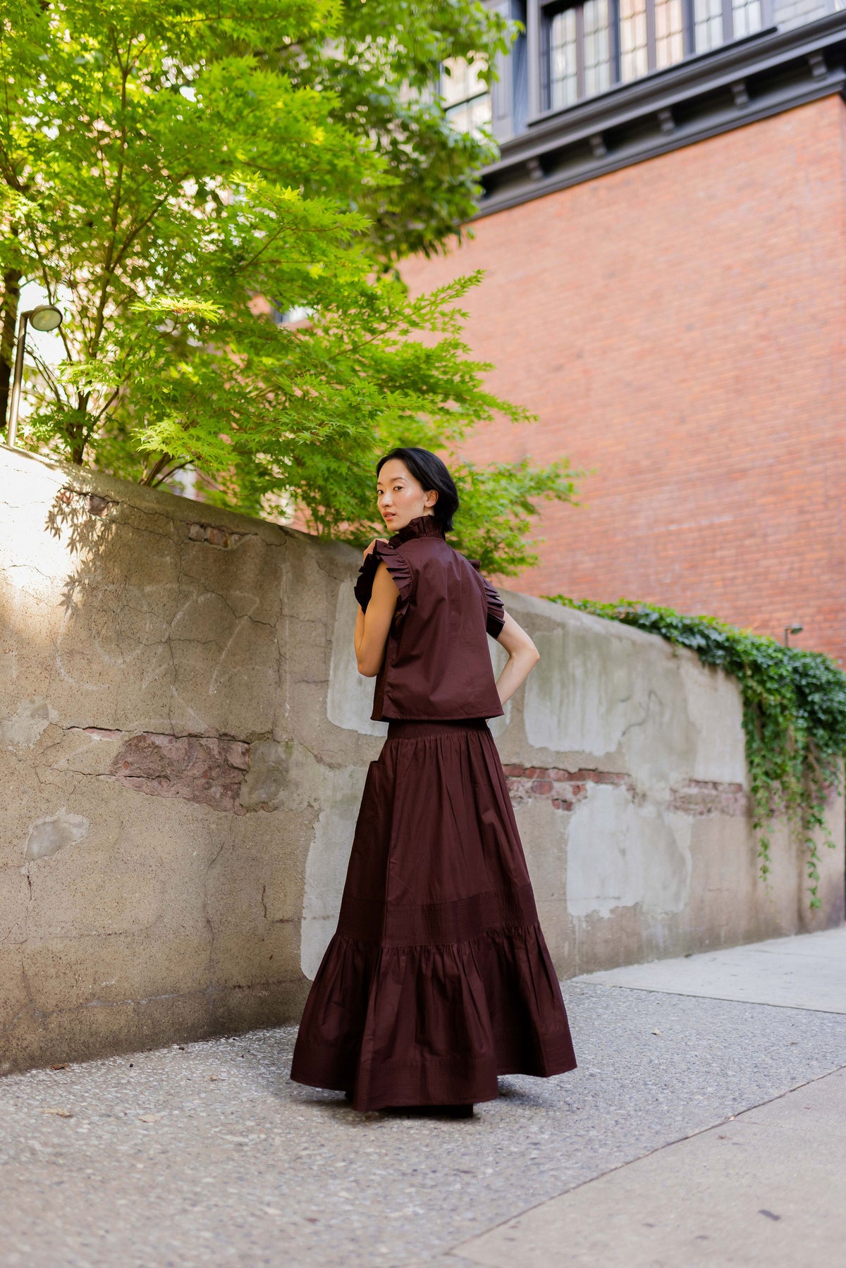 Arles Skirt | Chocolate Brown Cotton