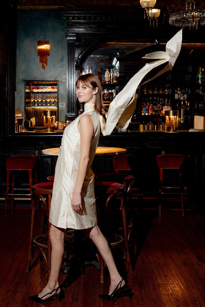 Sleeveless Marrakech Mini | Ivory Silk Taffeta