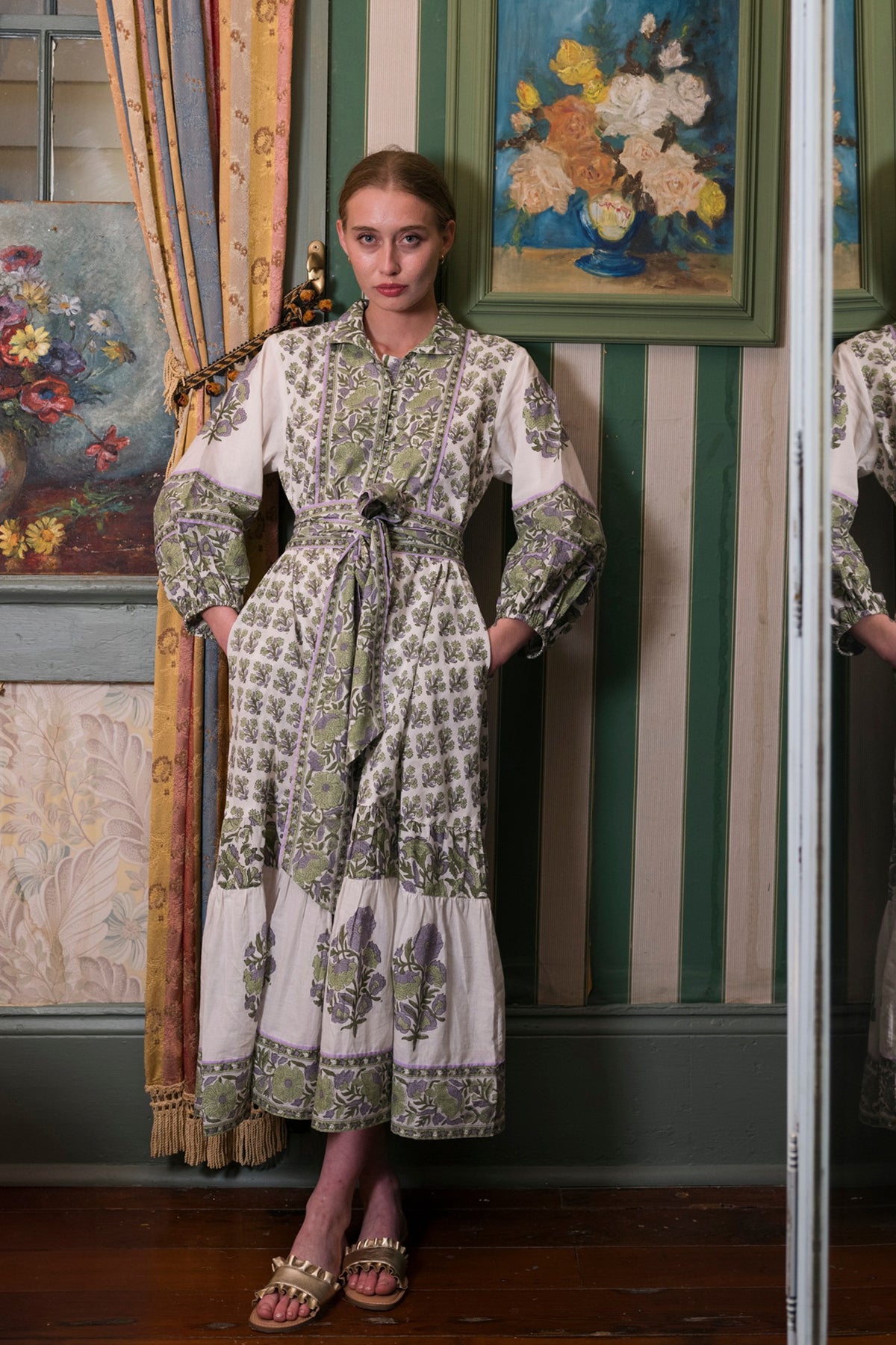 SUE SARTOR Flounce | Lavender/Pistachio Vintage Poppy
