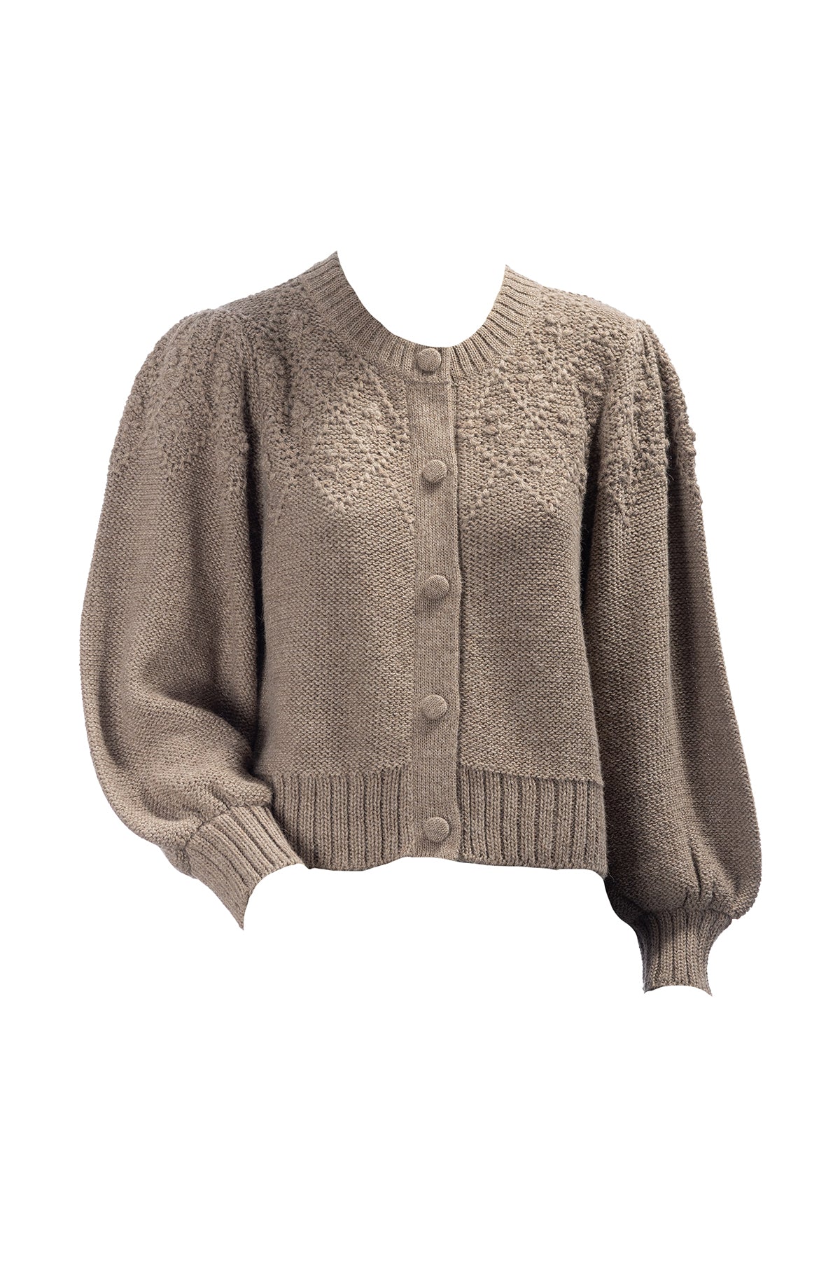 Barrel Sleeve Cardigan | Mocha Trellis