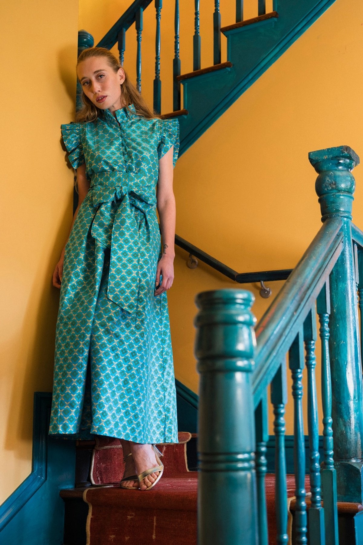 Fairfield | Peacock Taffeta Emerald/Gold Quatrefoil