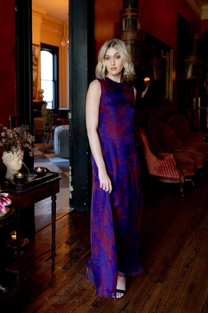 Tibi Dress | Purple/Red Floral Organza