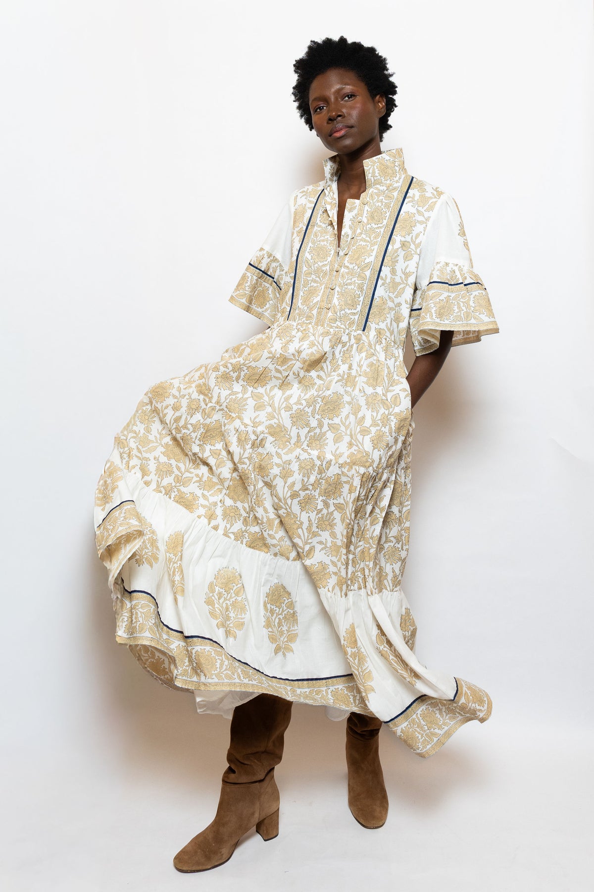 Hamilton Kaftan | Chino/Navy Vintage Lily