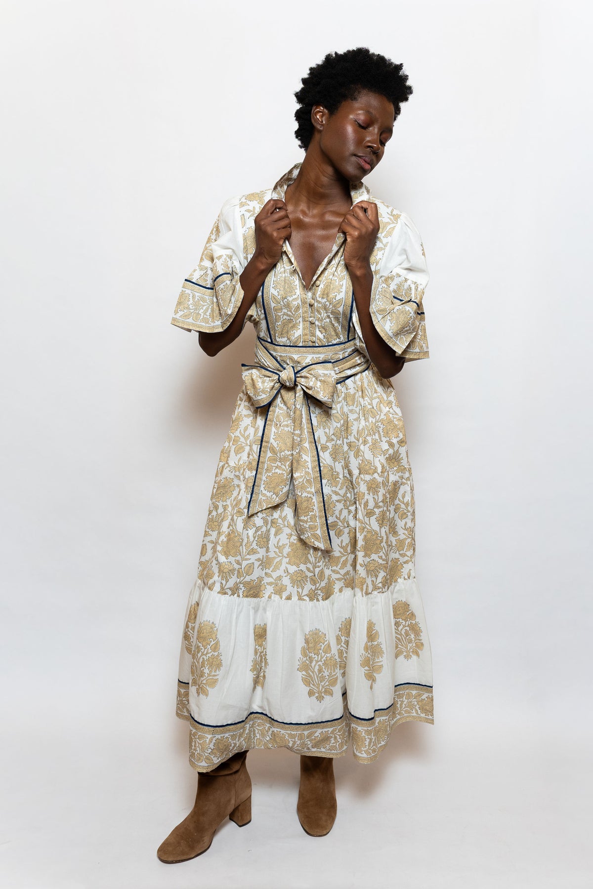 Hamilton Kaftan | Chino/Navy Vintage Lily