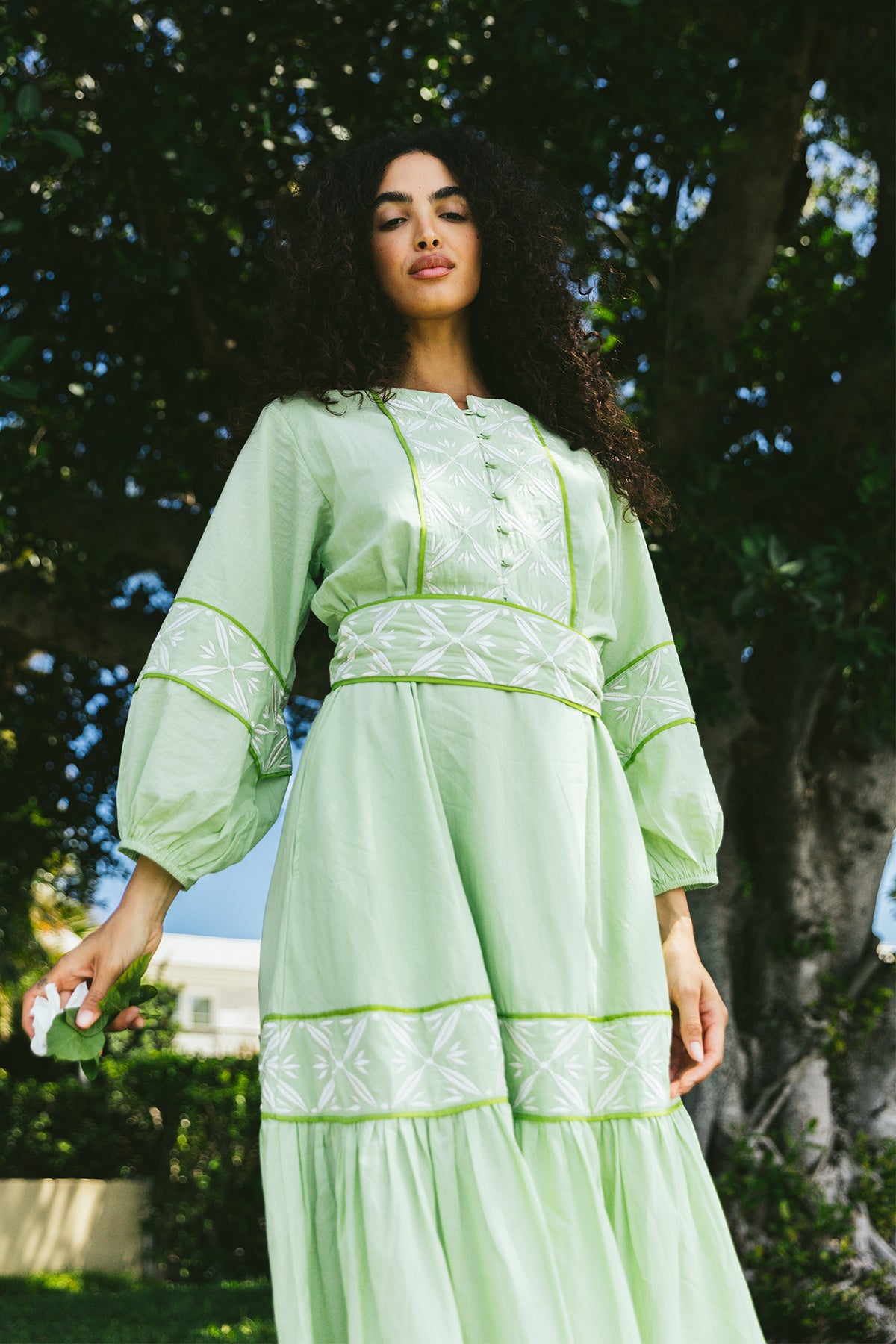 Jewel Neck SUE SARTOR Flounce | Provence Embroidery