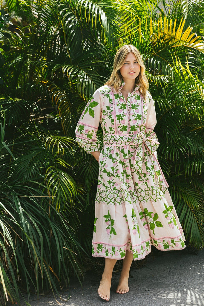 green strawberry dress Green and White Polka Dot Strawberry Collared Wednesday Flare Dress  Pink  House Boutique