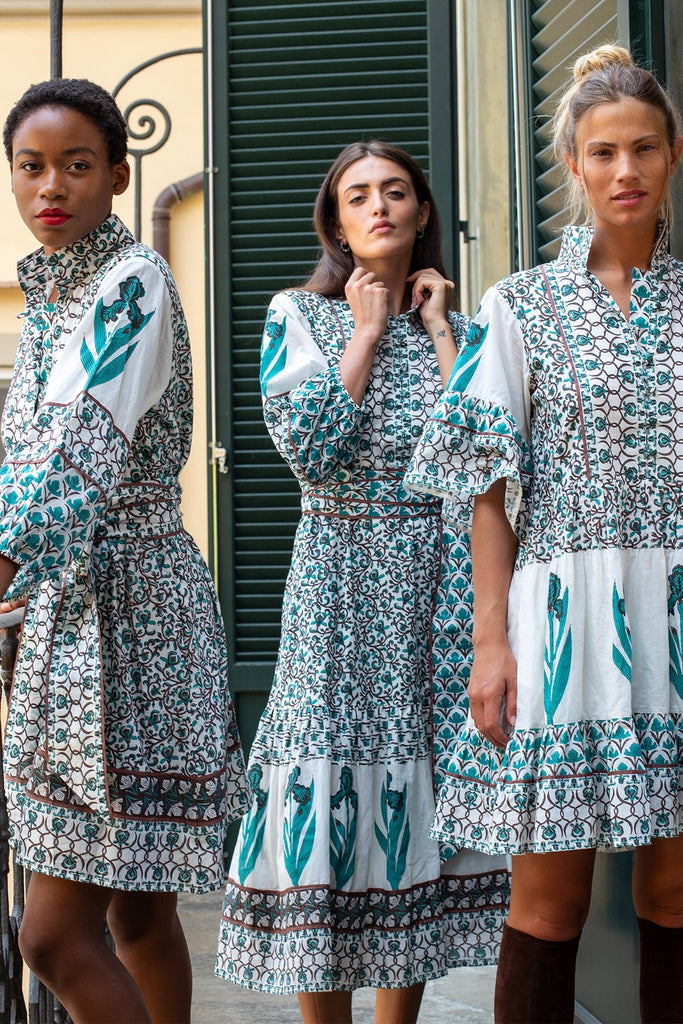 SUE SARTOR Flounce | Verdigris/Espresso Iris