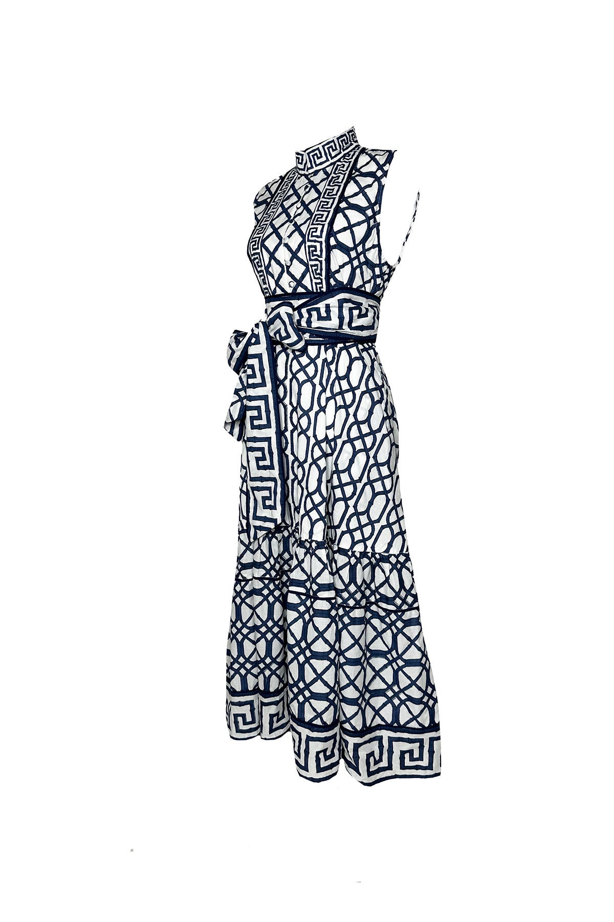 Sleeveless SUE SARTOR Flounce | Navy Bamboo