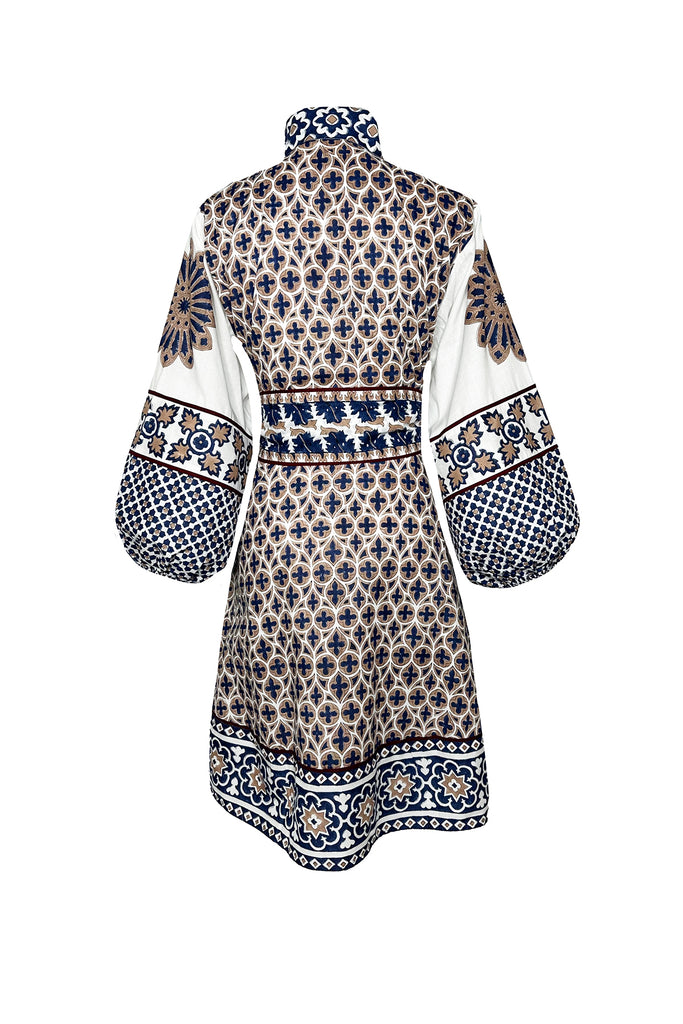 SUE SARTOR Flounce Shorty | Mocha/Navy Piazza