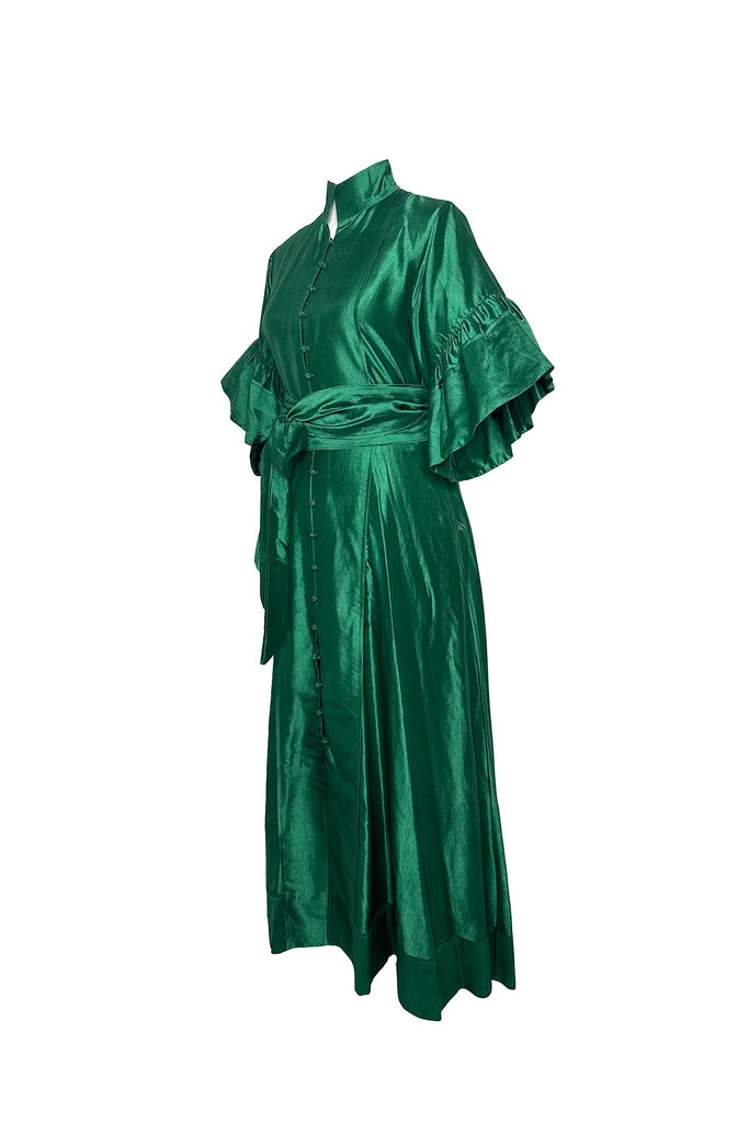 Leela Hostess Kaftan | Emerald Green Silk Taffeta M Leela Hostess Kaftan | Emerald Green Silk Taffeta M