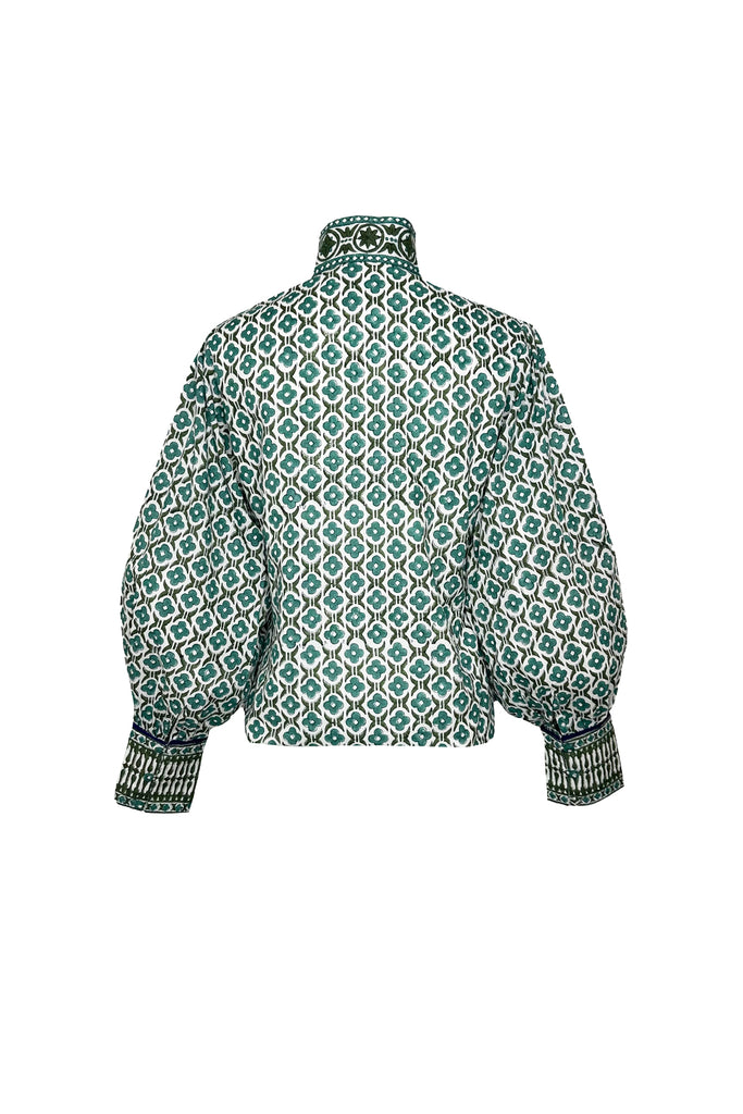 Boxy Balloon Sleeve Top | Verdigris Fiore