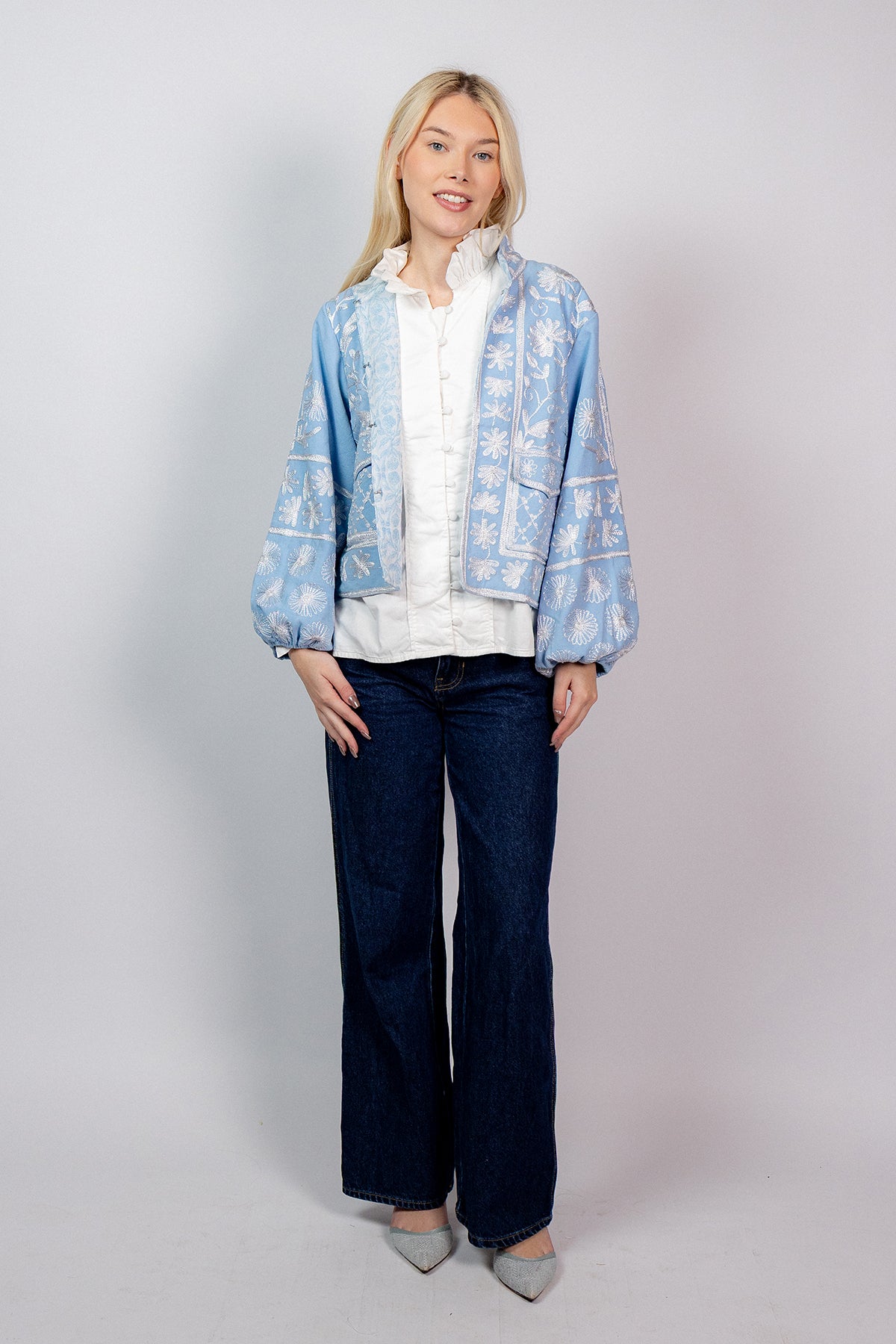 Suzani Blouson Jacket | Baby Blue – SUE SARTOR
