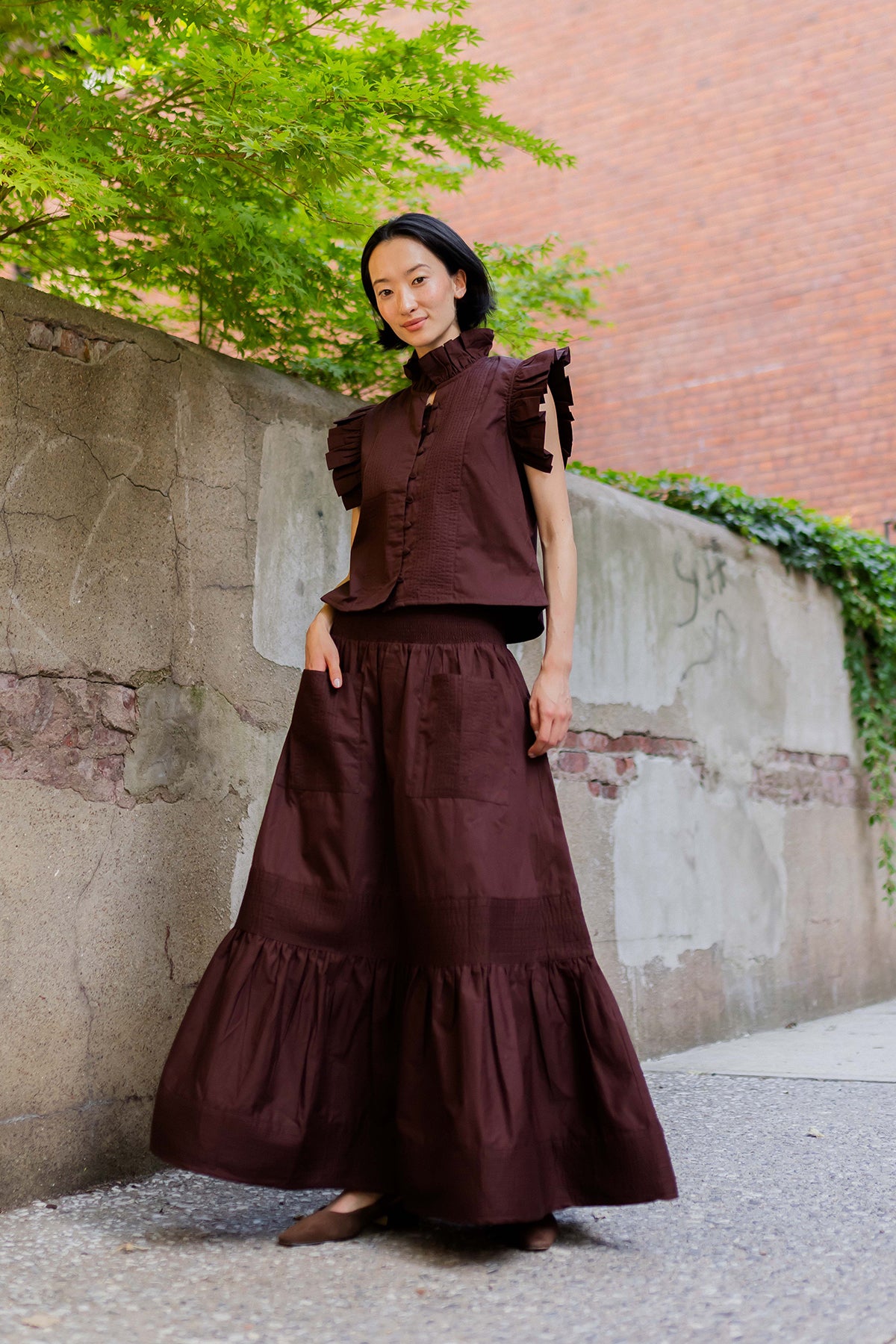 Arles Skirt | Chocolate Brown Cotton