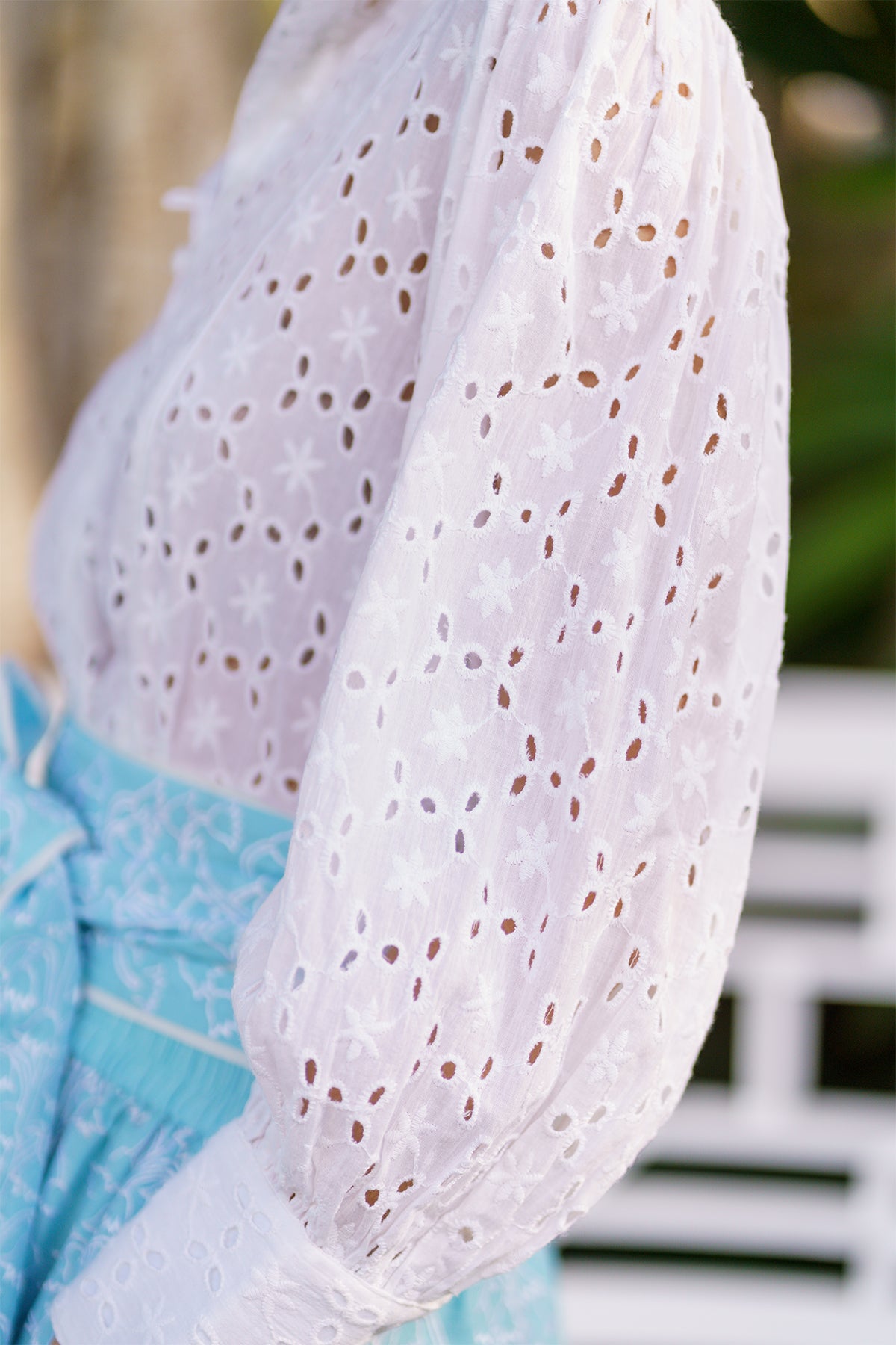 Boxy Balloon Sleeve Top | Floral Eyelet Trellis – SUE SARTOR