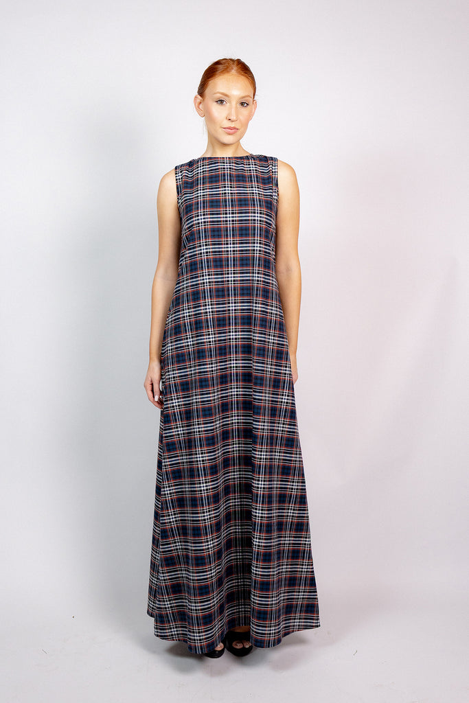 Tibi Gown | Onyx/Garnet Highland Glen Plaid