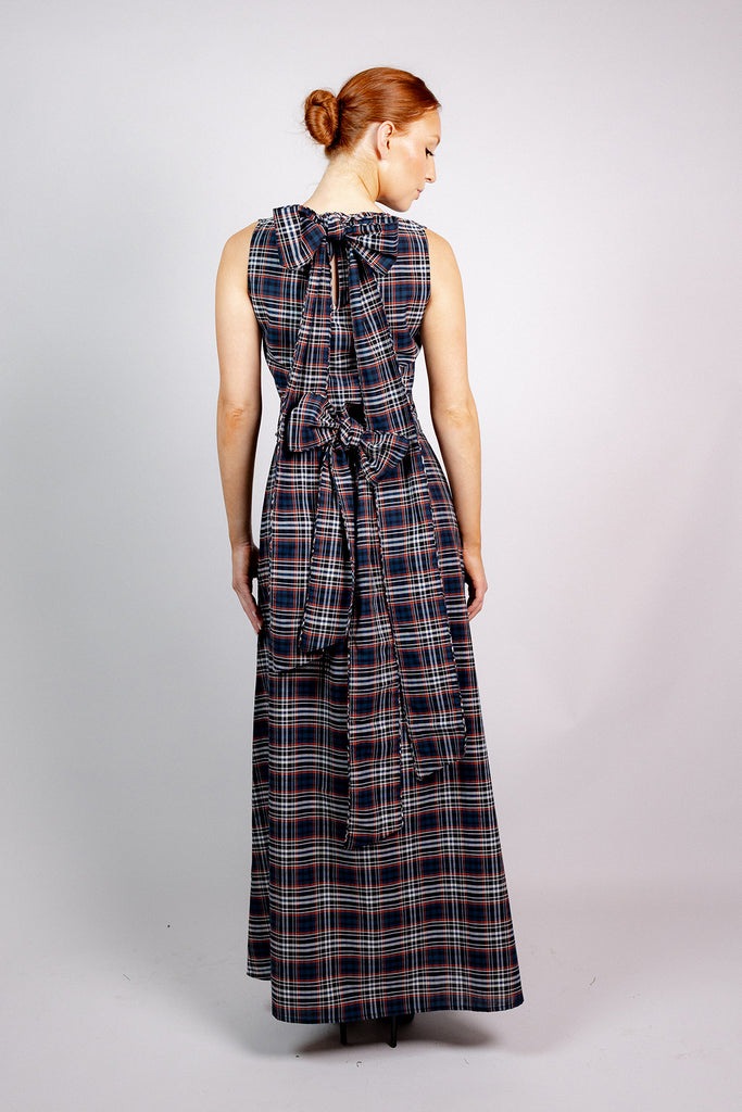 Tibi Gown | Onyx/Garnet Highland Glen Plaid