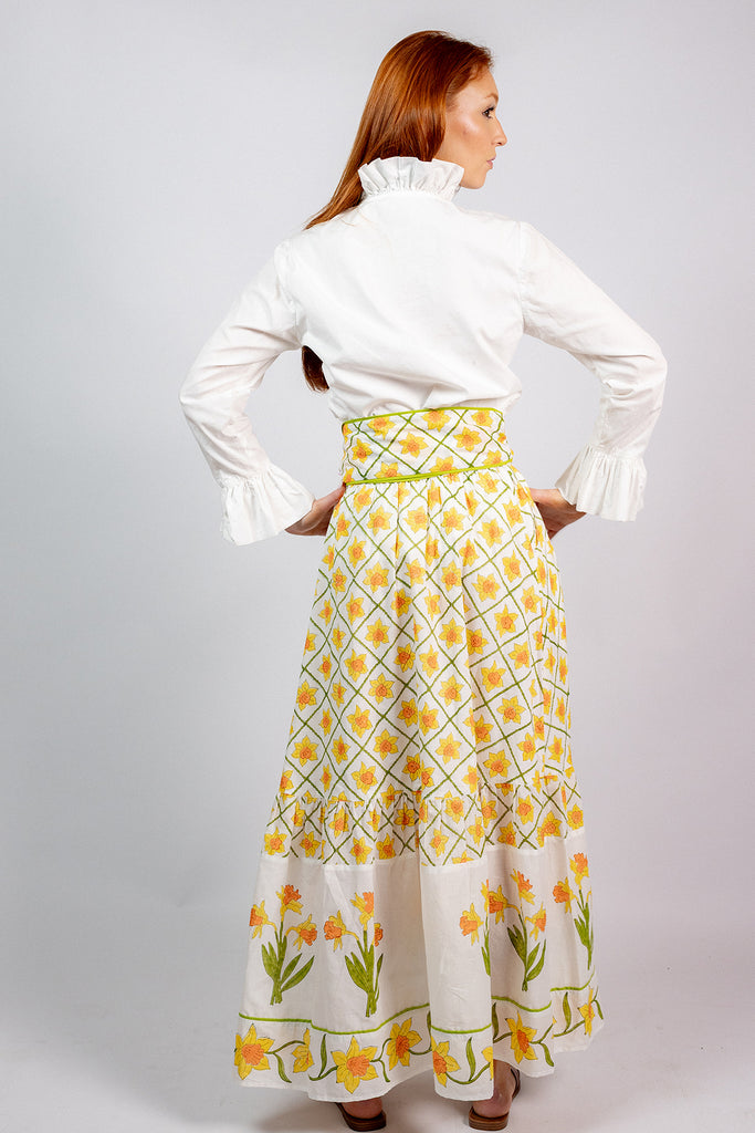 Sue Sartor Flounce™️ Jupe | Jardin de dahlias magenta/soleil/vert Kelly