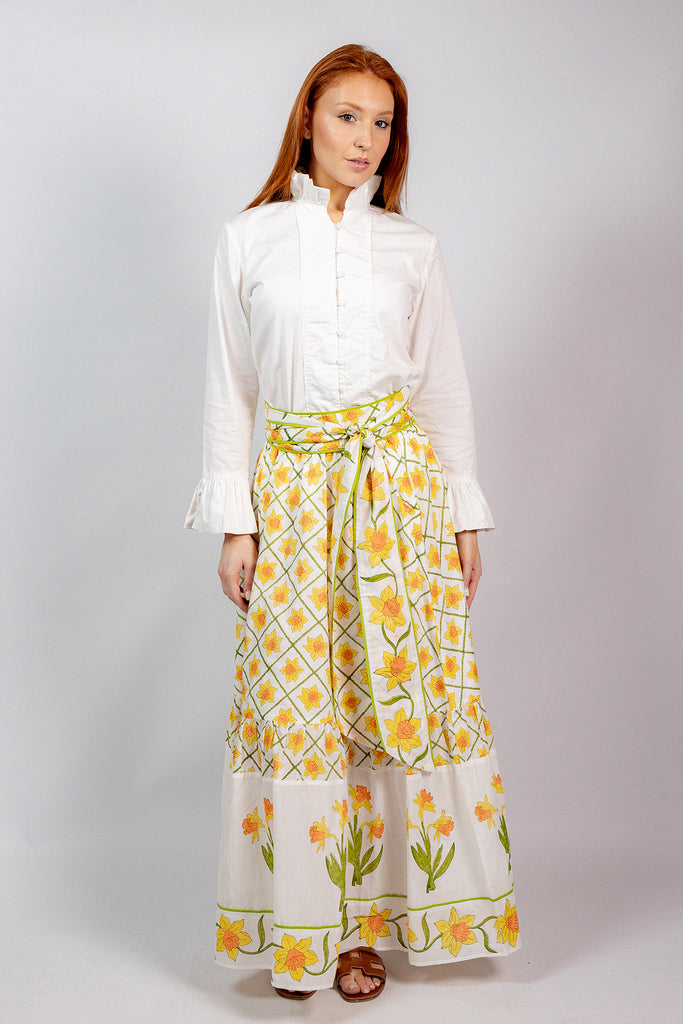 Sue Sartor Flounce™️ Jupe | Jardin de dahlias magenta/soleil/vert Kelly